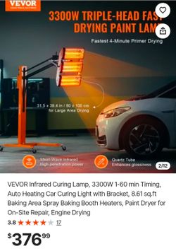 VEVOR 3300W Triple-Head Infrared Paint Curing Lamp