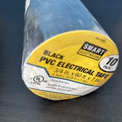 10 pack 3/4" x 60' Black PVC Pro Grade Electrical Tape 7 mil Flame Retardent