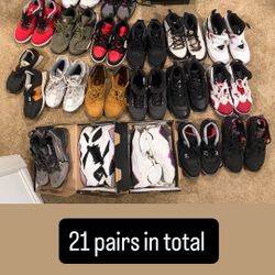 21 Pairs Kids Shoes (Size 3–4) – Jordans, Nike, Timberland