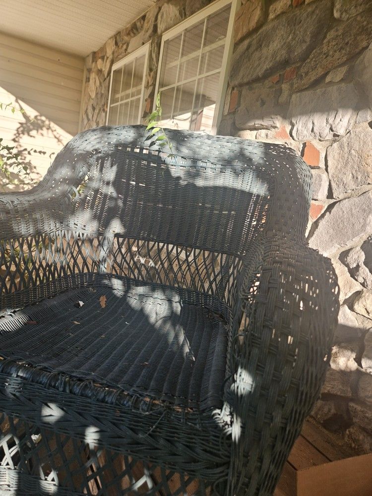 ×2 Green Wicher Porch Rocking Chairs