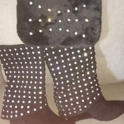 Black Rhinestone Boots 