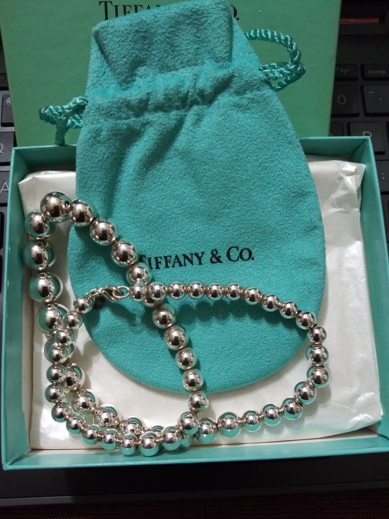TIFFANY & CO AUTHENTIC STERLING SILVER BEADED NECKLACE 18