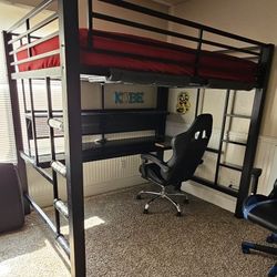 Full Size Bunk Bed With Desk Heavy Duty Frame 