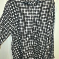 Pre-Owned Polo Ralph Lauren Men's Button-Up Shirt XL Tall Black White Plaid 👕