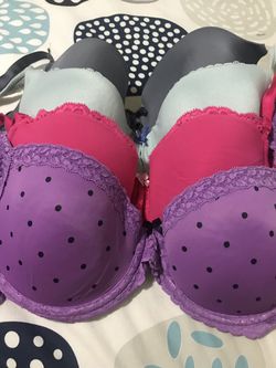 Preloved used Victorias Secret Bra. Size 36C. With Underwire. Colors Light  Blue, Grey, Pink & Purple with black dots design. Like new as I used a cou