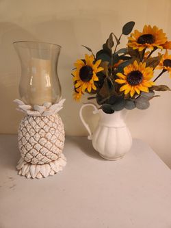 Pineapple candle holders and pitcher