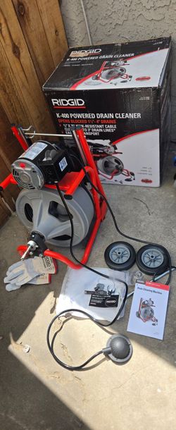 RIDGID
K-400 Drain Cleaning Snake Auger 120-Volt Drum Machine with C-32IW 3/8 in. x 75 ft. Cable + 4-Piece Tool Set & Gl