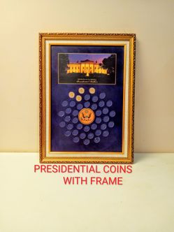 GOLDEN PRESIDENTIAL COINS W/FRAME