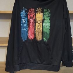 Anime Graphic Black Hoodie for Men