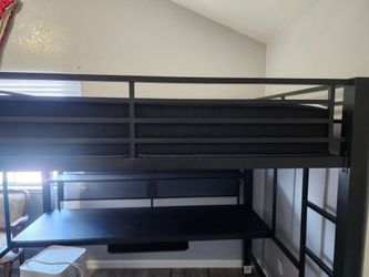Full Size Loft Bed with Built-In Desk & Shelves – $375 OBO