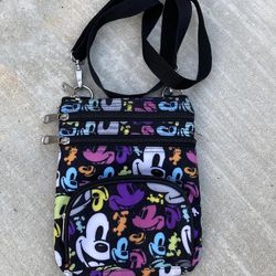 Disney Parks Authentic Original Mickey Mouse Nylon Cross Body Bag Purse Authentic On The Go Back
