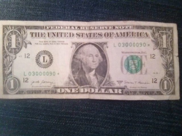 $1bill Unique Serial Number Star Note