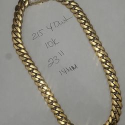 10K YELLOG GOLD CUBAN LINK CHAIN, 23”, 14MM
