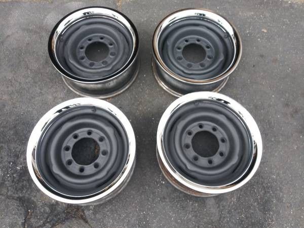 Ford, Dodge, chevy 8 lug classic steel 16 inch wheels and beauty rings