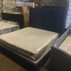 King Size New Bed Frame Comes With Gently Used Beautyrest  Mattress & Box Spring. All Pieces $875. Delivery Available 
