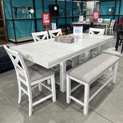 🔥 Robbinsdale Counter Height Dining set & 4 Chairs and bench| Diningg Room Setss | Table | Chairs | Bench  💸 Best Price⚡️Lawn&Garden Patio Furniture