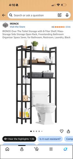 Over the door toilet storage