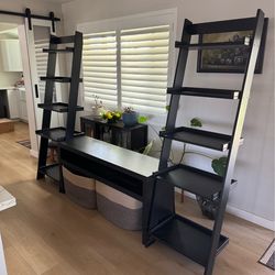 Modern Black Ladder Shelf TV Stand / Entertainment Center