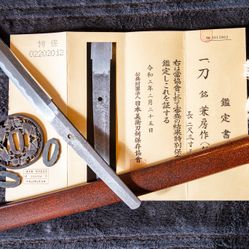 K498 Japanese sword wakizashi in shirosaya "Osafune Sukesada", sayagaki, mint