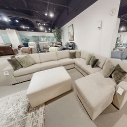 5 Piece Sectional With Convertible And Reversible Chaise With Storage & Click Motion Back