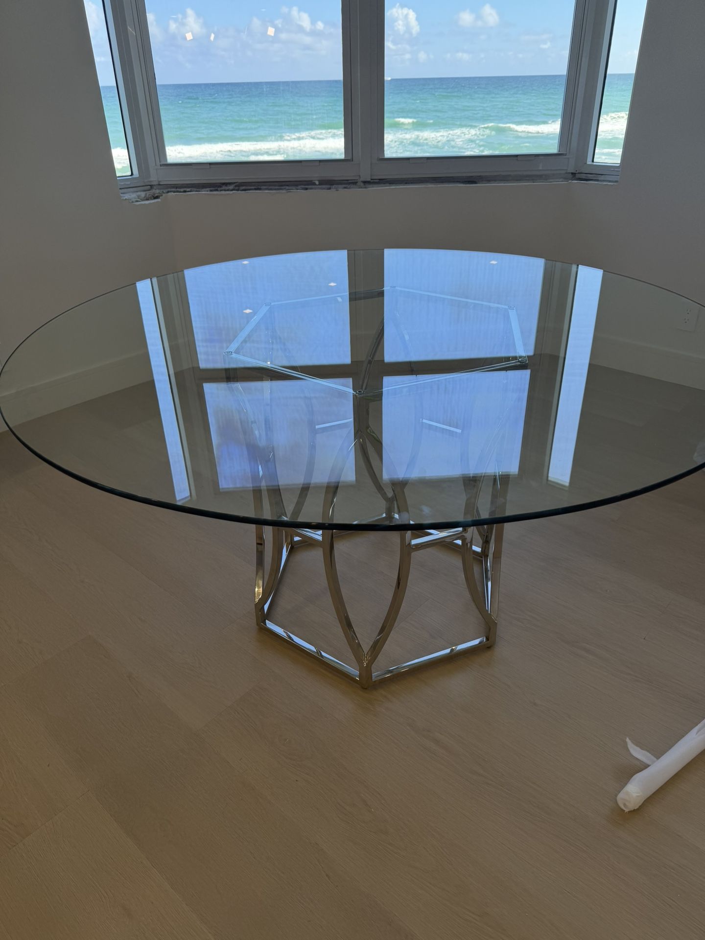Round Glass Table With Chrome Base