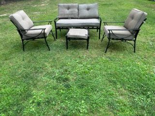 Beautiful Aluminum Conversation Set Couch, 2 Oversized Chairs, Ottoman**