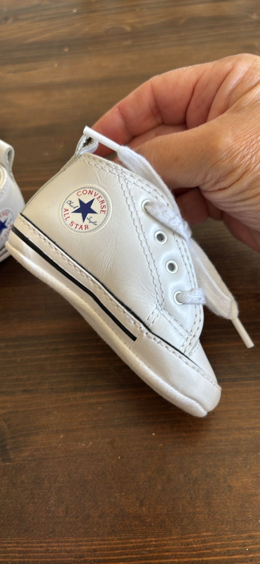 Converse Chuck Taylor All Star leather upper white sneakers infant baby size 2