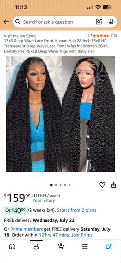 26in Deep Wave Lace Front Human Hair Wig