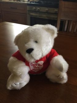I love you this much teddy bear with magnetic paws that slam closed
