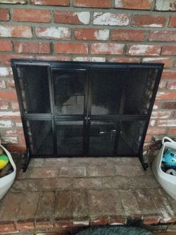 Wrought Iron Fireplace Screen w/ sliding doors never out of box