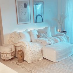 White Sofa With Ottoman 