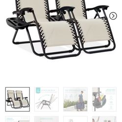 Best Choice Products Set of 2 Zero Gravity Lounge Chair Recliners for Patio, Pool w/ Cup Holder Tray
