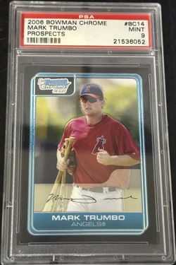 MARK “JUMBO” TRUMBO ANGELS 1ST BOWMAN CHROME PSA 9 MINT Graded Card 2006 Prospects Anaheim California Los Angeles MLB Baseball #BC14