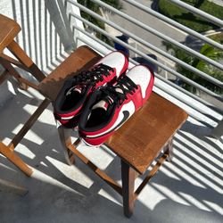 Jordan 1s Red and White Low Football Cleats