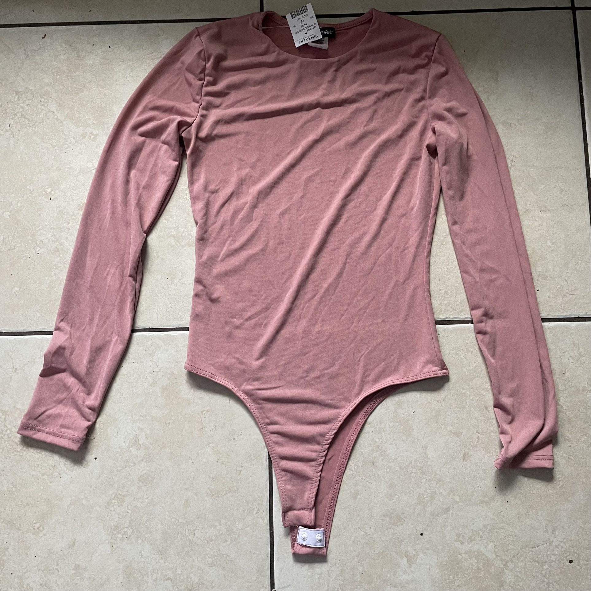 Pink long sleeve doubled bodysuit Size S