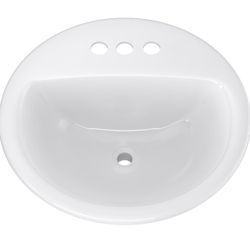 PROFLO PF194R Rockaway 19" Circular Vitreous China Drop In Bathroom Sink with Overflow and 3 Faucet