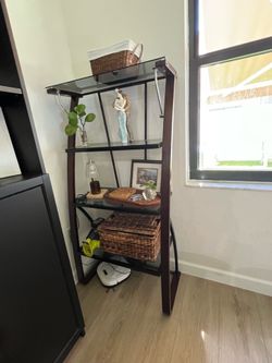 Cherry Wood and tinted Glass 4 tier bookshelf