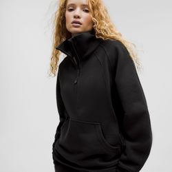 Black Lululemon Oversized Funnel-Neck Half-Zip Quarter-Zip Sweatshirt - M/L