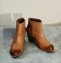 Nordstrom's BP "Trolley" Leather Ankle Boots Size:10W Color:Tan/Cognac