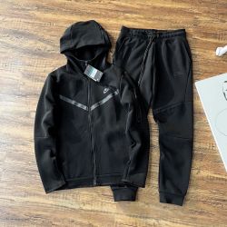 Men’s Full Black Tech Fleece Set (Hoodie + Joggers) - Shipping Only