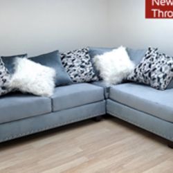 Gorgeous Gray Colored Sectional with Studs