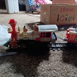 New Bright Christmas Locomotive, Tender, Boxcar, And Caboose