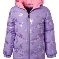 Girls Toddler Quilted Puffer Purple Stars SIZE 4T