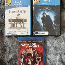 3 Blu-Ray Movie Lot - The Dark Knight, Forrest Gump, Vantage Point