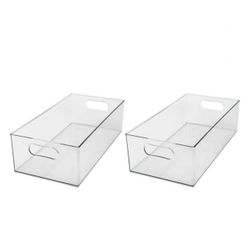 Clear Plastic XL Storage Bins, Set of 2, New in Box