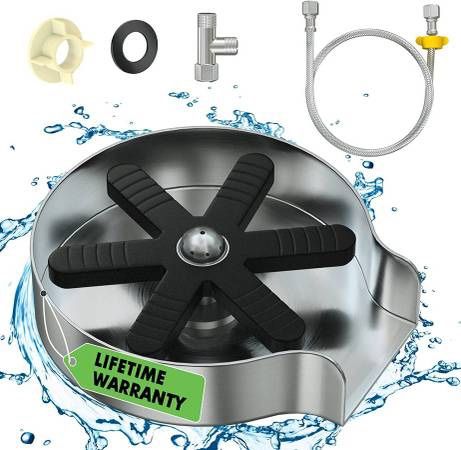new Stainless Steel Glass Rinser for Kitchen Sink | Efficient and Easy to Use Bottle & Cup Washer for Sink | 9-Nozzle Spray Cup Cleaner for Sink Glass