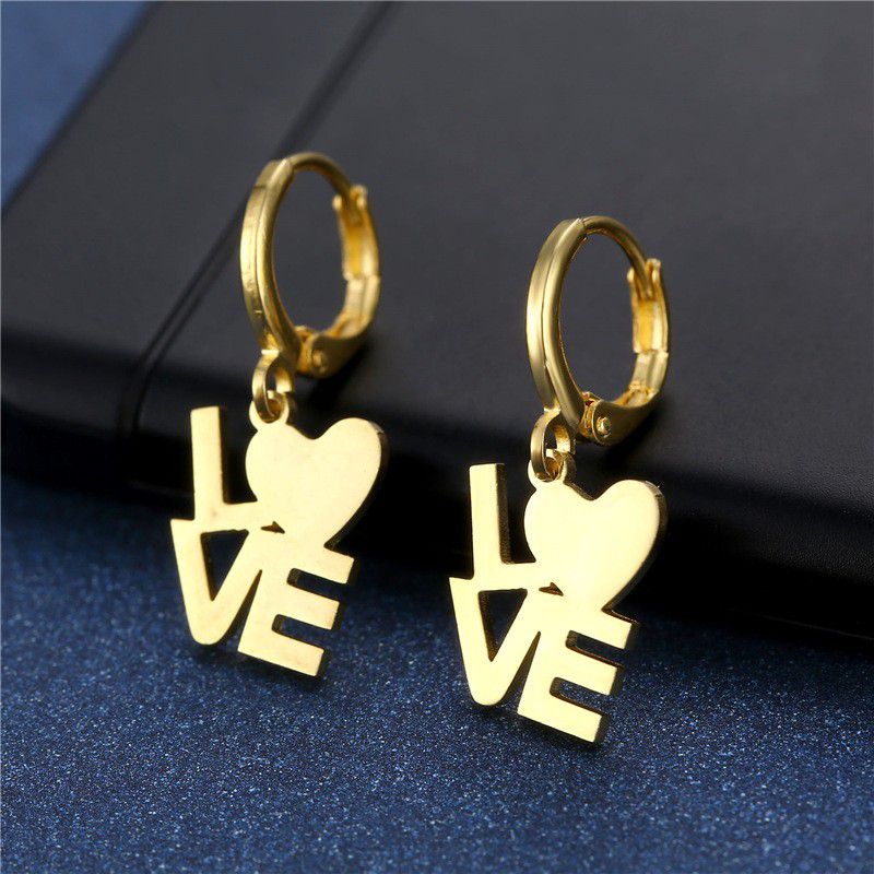 "Hollow Love Heart Shaped Stainless Steel Earrings for Women, 55EGL1120
 