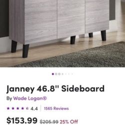 Janney 46.8” Sideboard Media Stand Storage Cabinet -Brown