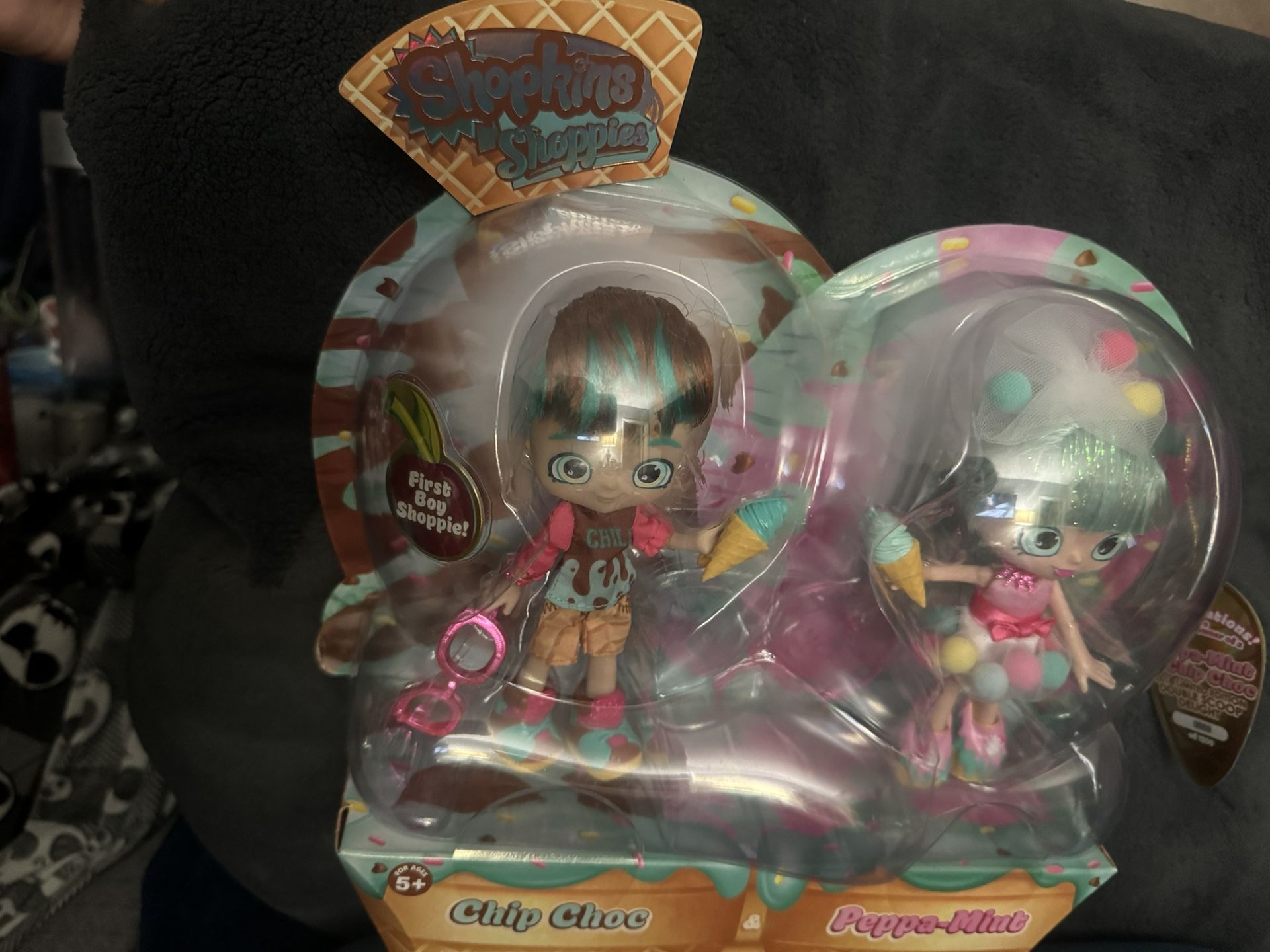 SDCC 2018 EXCLUSIVE SHOPKINS DOLL PEPPA MINT CHIP CHOC 2-PACK, UCC, COMIC CON LE