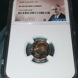 SX8 LAST OF CENTURY SILVER DIME 1999-S